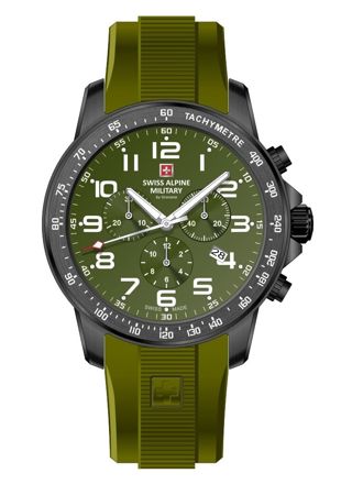 Swiss Alpine Military 7076.9 Orologio Uomo Cronografo Al Quarzo Svizzero - Cassa Acciaio 45mm, Cinturino Pelle, 10 ATM