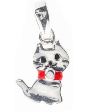 Silver Bar Bob the cat pendant 14 mm 7091