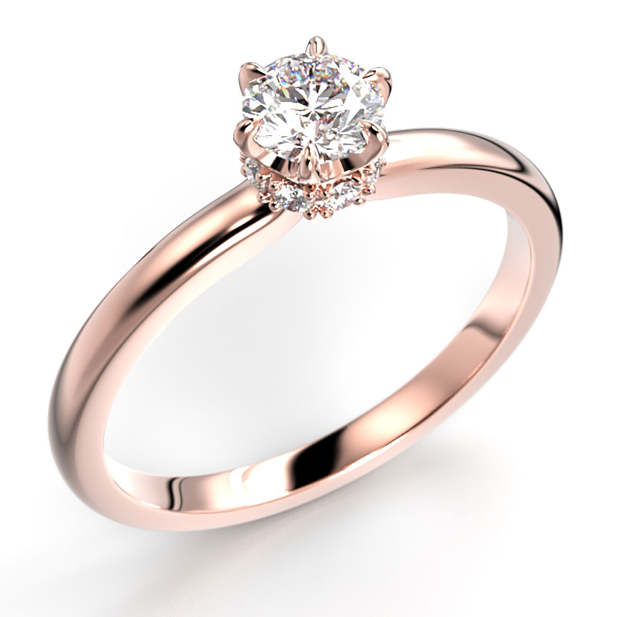 Festive Heidi Hidden Halo diamond ring rose gold 0.38ct 710-038-PK