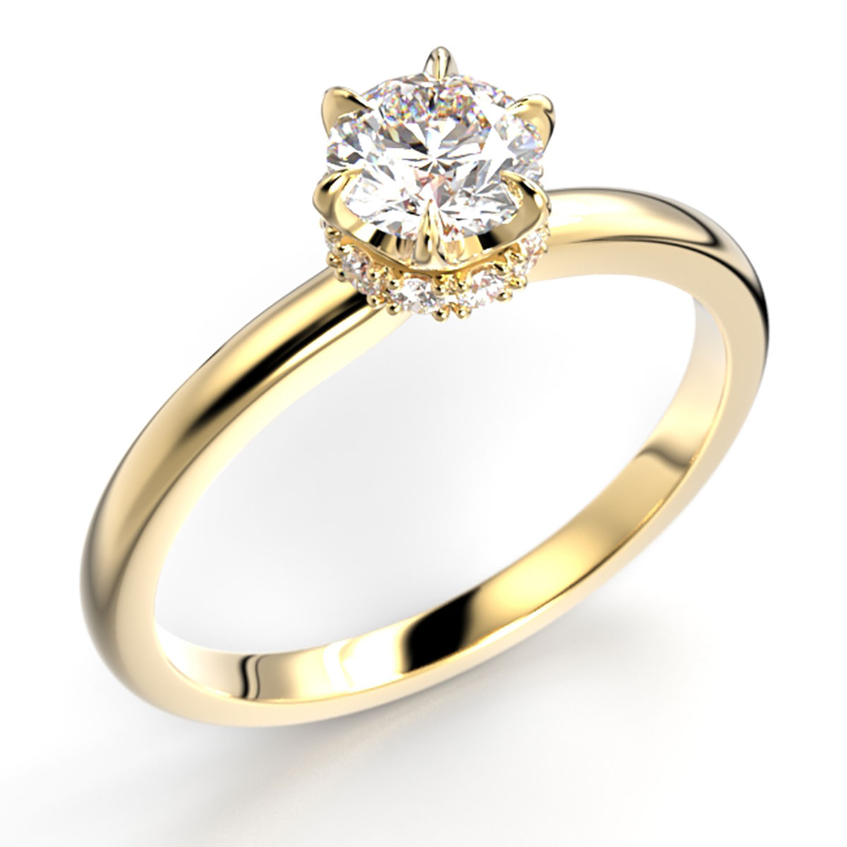 Festive Heidi Hidden Halo diamond ring gold 0.60ct 710-060-KK
