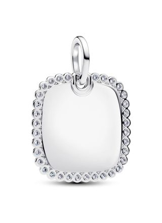 Pandora Moments engravable silver pendant square 394009C01