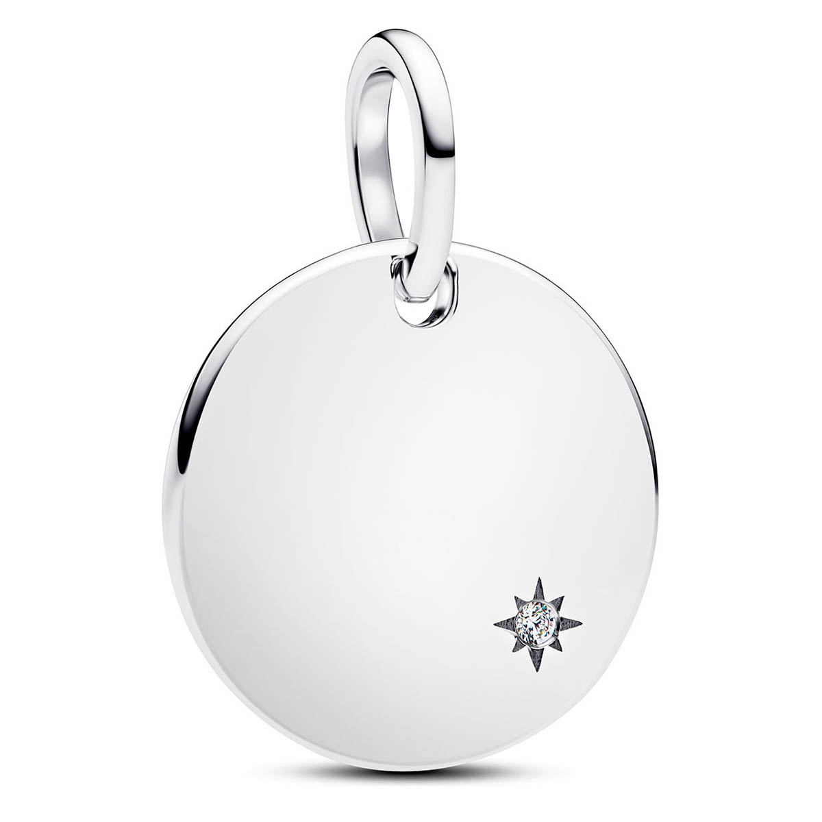 Pandora Moments silver engravable diamond pendant 394012C01
