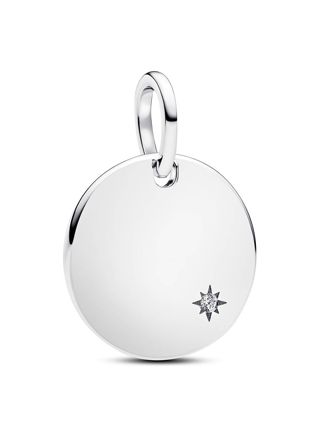 Pandora Moments silver engravable diamond pendant 394012C01
