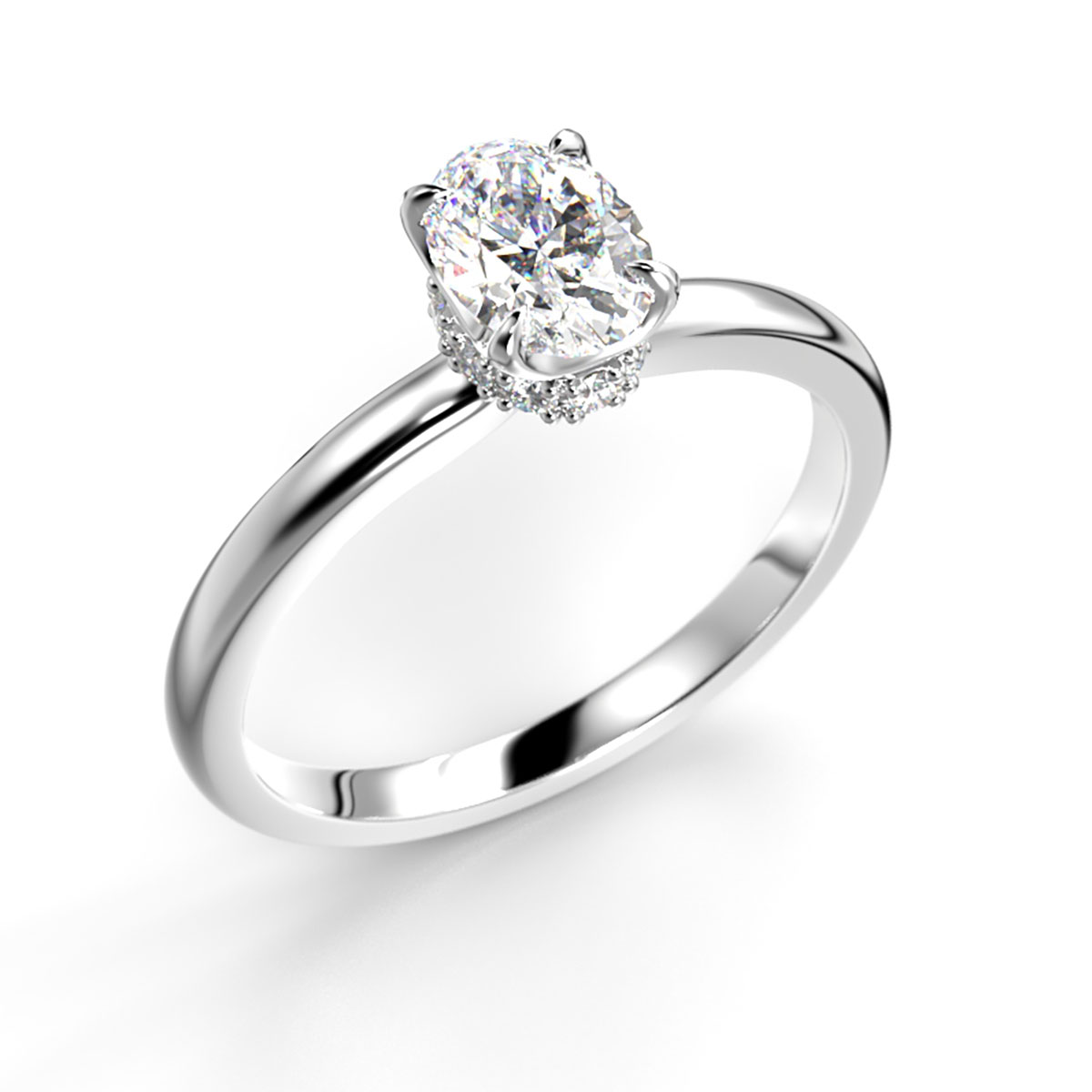 Festive Heidi Hidden Halo oval diamond ring white gold 0.60ct 711-060-VK