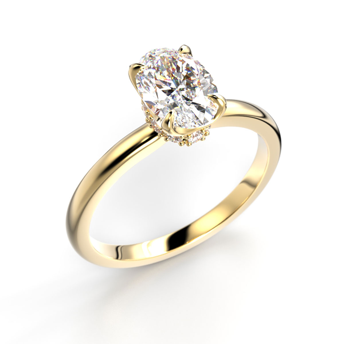 Festive Heidi Hidden Halo oval diamond ring gold 1.10ct 711-110-KK