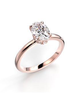 Festive Heidi Hidden Halo oval diamond ring rose gold 1.10ct 711-110-PK