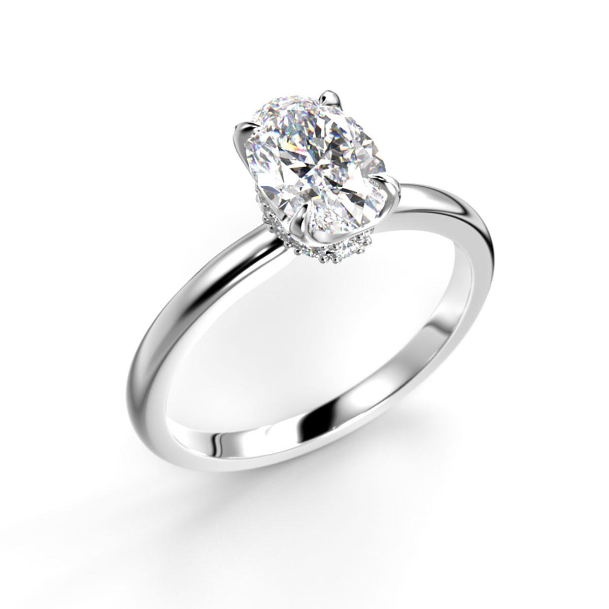 Festive Heidi Hidden Halo oval diamond ring white gold 1.10ct 711-110-VK