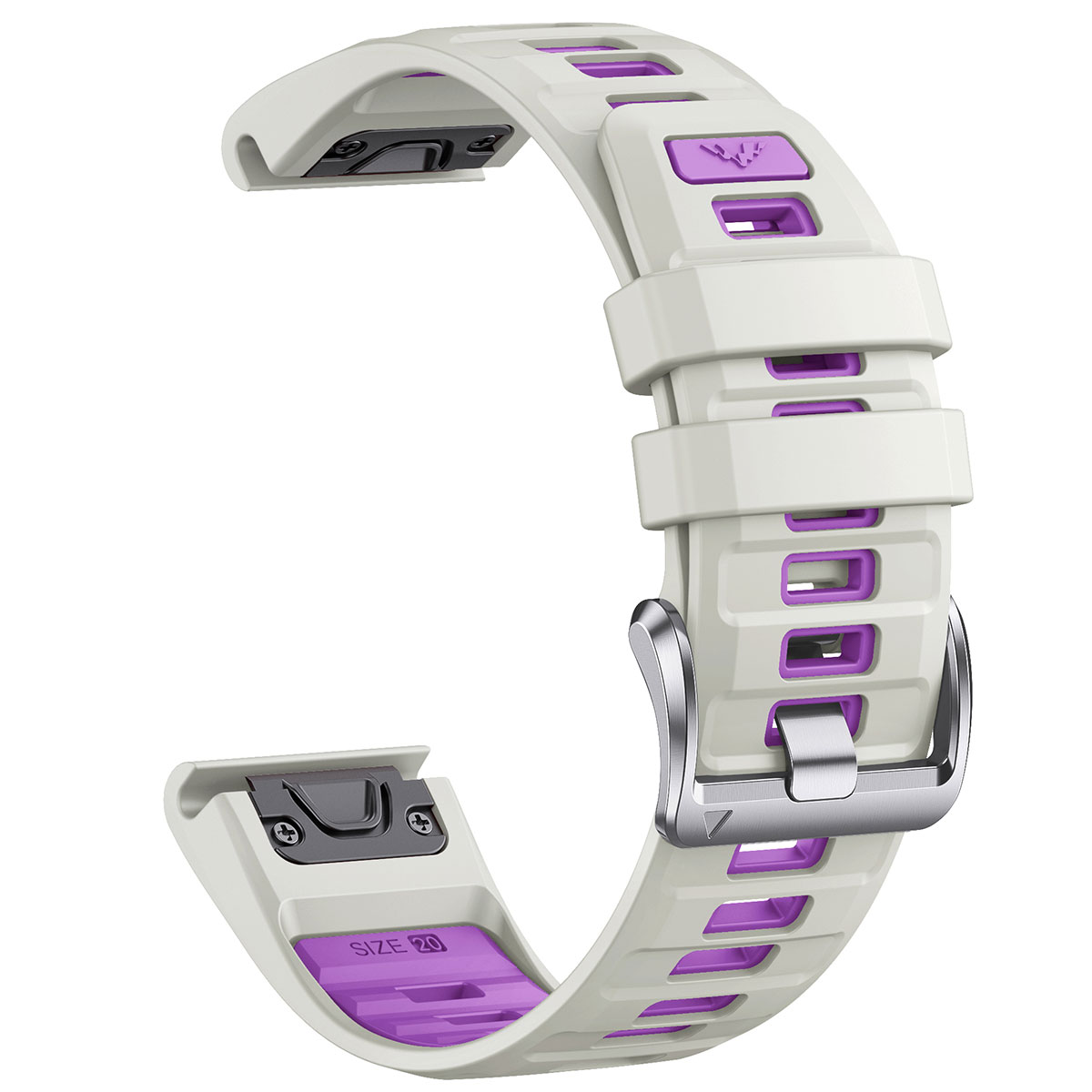 Tiera Garmin Fenix silicone band quick release 20 mm white-violett
