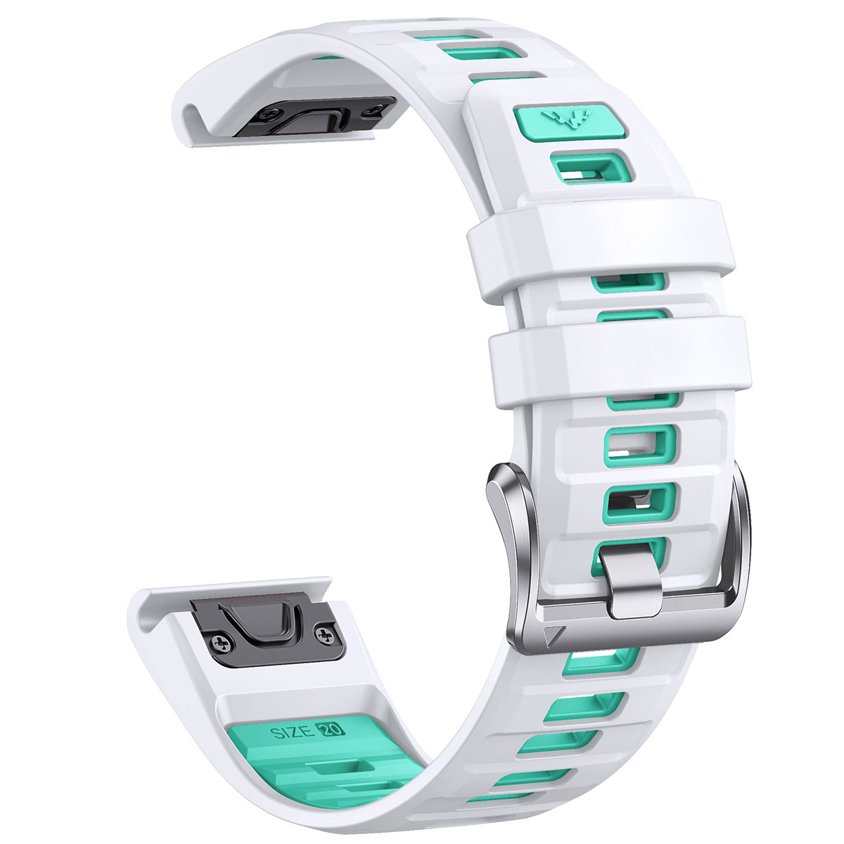 Tiera Garmin Fenix silicone band quick release 20 mm white-green