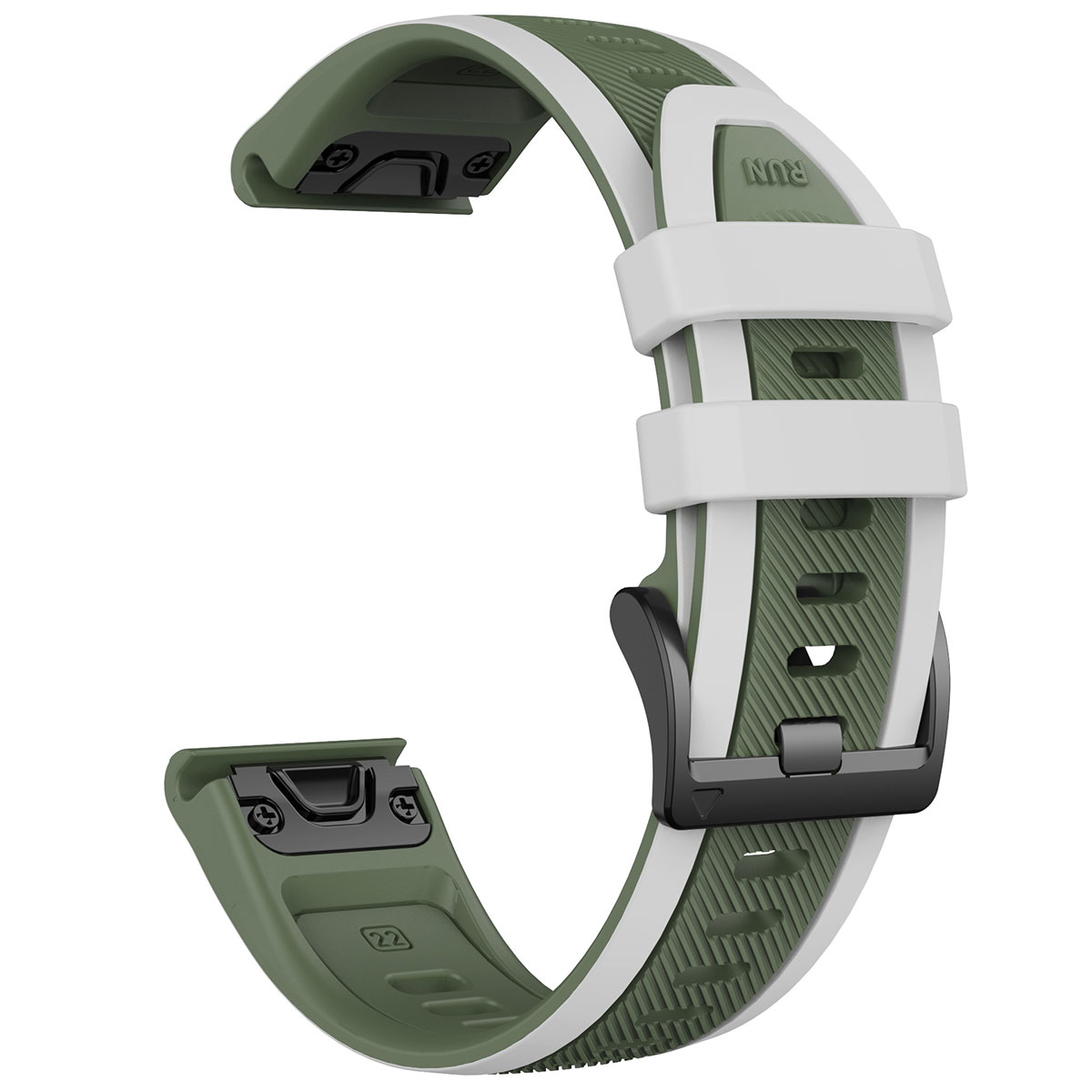 Tiera Garmin Fenix Sport silicone band quick release 26 mm green-white