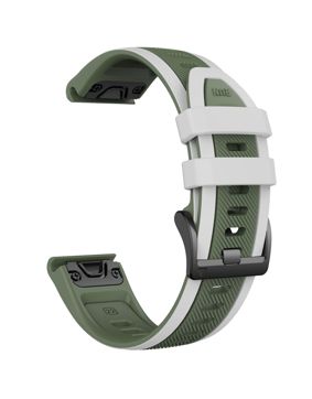 Tiera Garmin Fenix Sport silicone band quick release 26 mm green-white