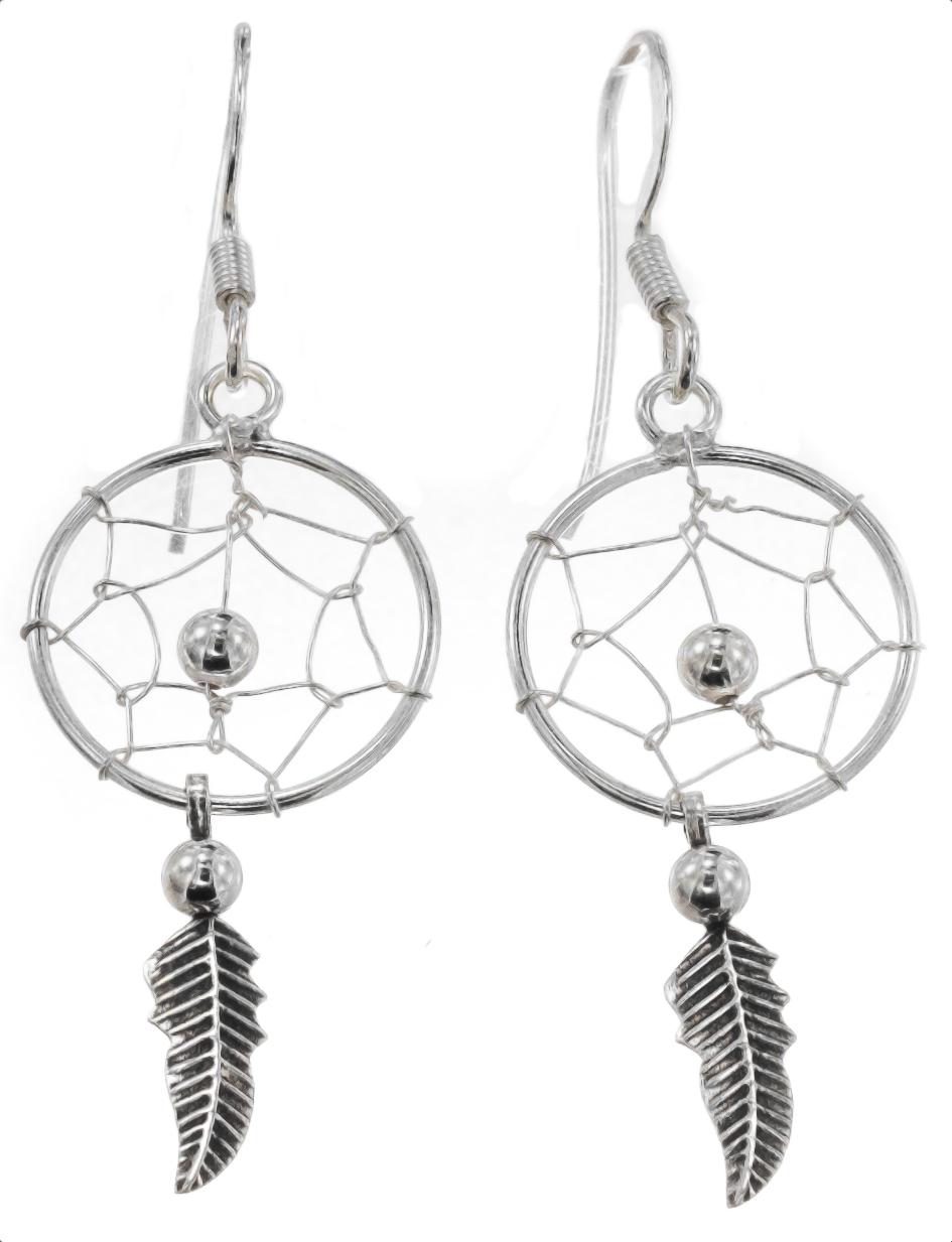 Silver Bar dream catcher hanging earrings 45 mm 7154
