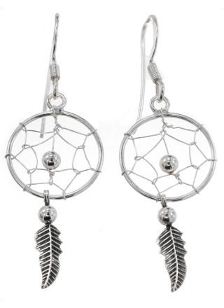 Silver Bar dream catcher hanging earrings 45 mm 7154