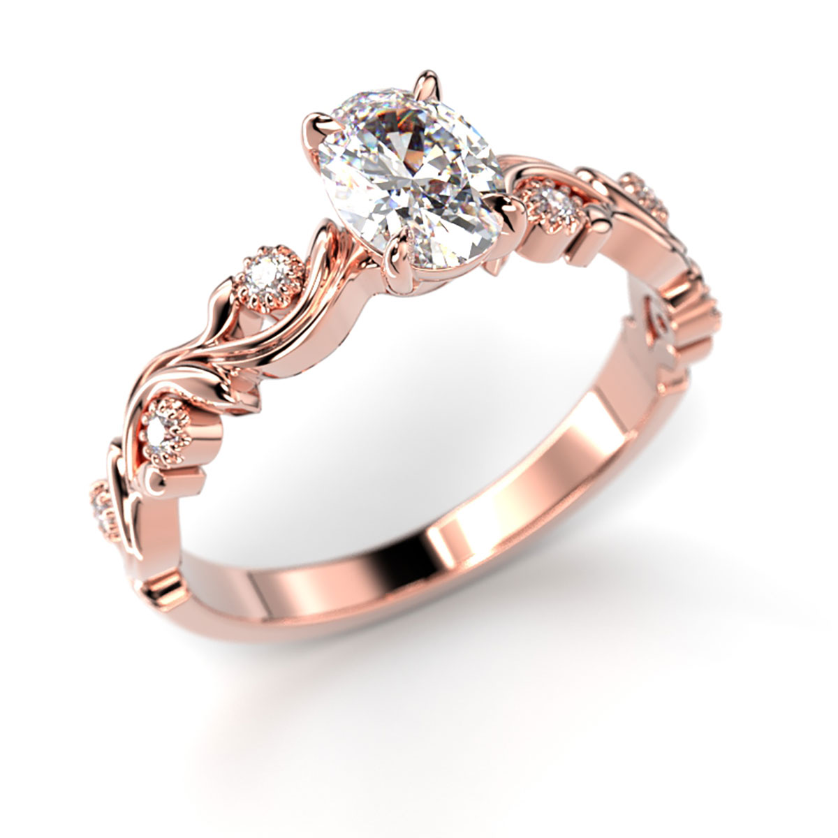 Festive Feeniks Lux Oval diamond ring rose gold 0.56ct 716-056-PK