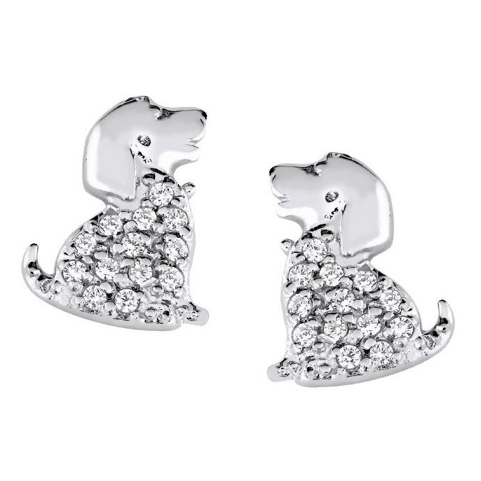 Lykka Symbols dog silver earrings 9 mm