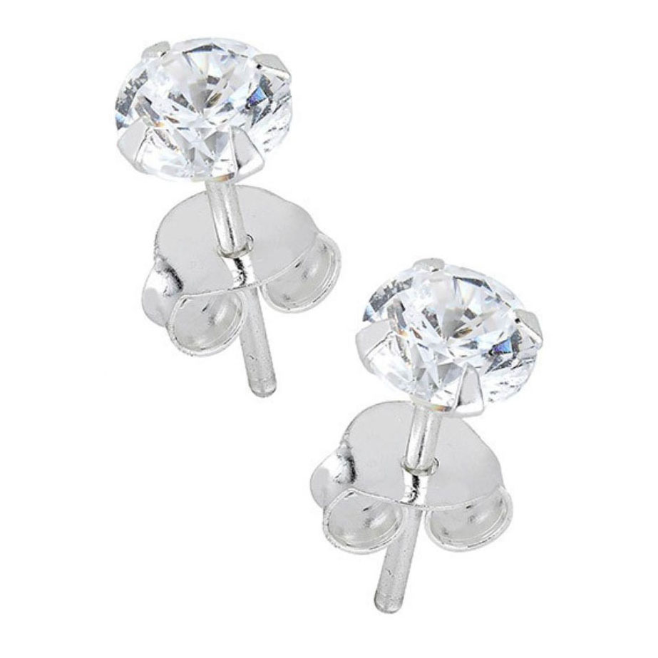 Lykka Casuals silver earrings clear zirconia 4 mm