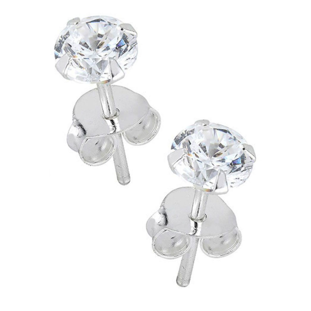 Lykka Casuals silver earrings clear zirconia 8 mm