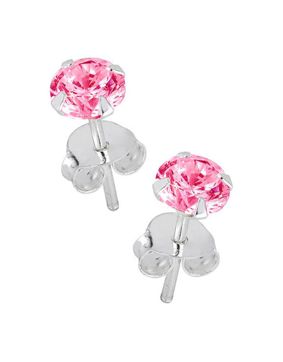 Lykken Casuals silver earrings pink zirconia 4 mm