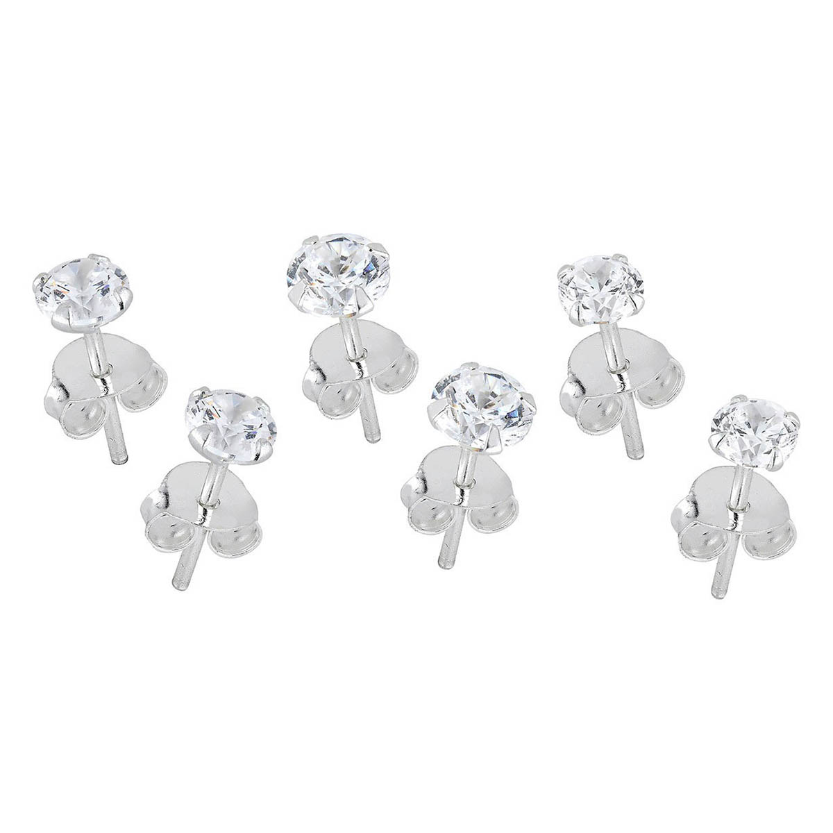 Lykka Casuals silver earring set clear zirconia 3–5 mm