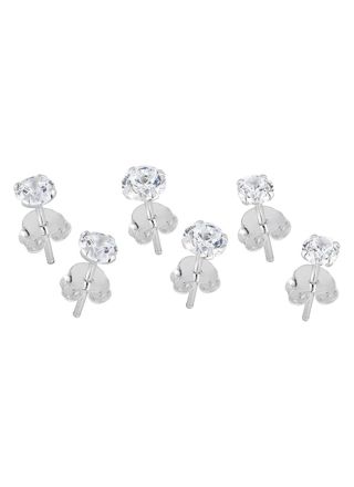 Lykka Casuals silver earring set clear zirconia 3–5 mm