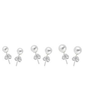 Lykken Casuals pearl silver earring set 4–6 mm