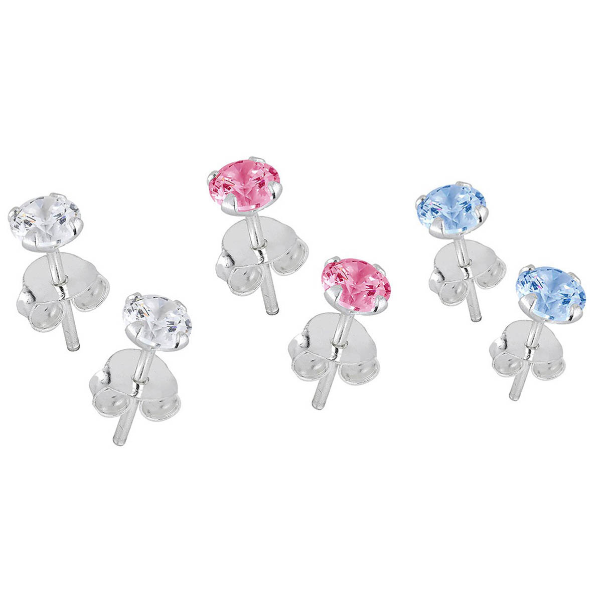 Lykka Casuals earring set silver 3 colours 4 mm