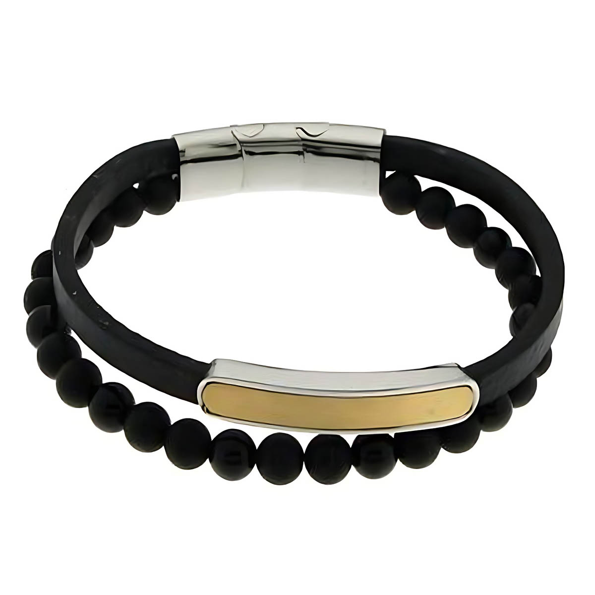 Lykka Strong leather bracelet with stone 21cm