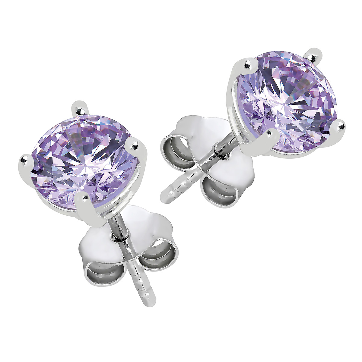 Lykka Casuals silver earrings light purple zirconia