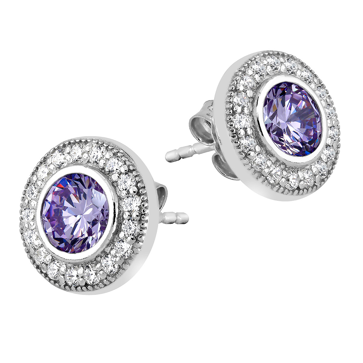 Lykka Casuals silver earrings violet halo