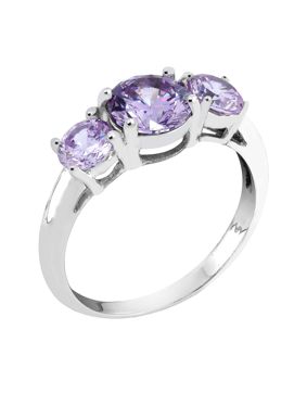 Lykken Casuals silver ring violet three-stone