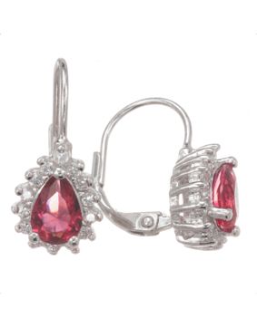 Silver Bar Diana hanging earrings red halo 20 mm 7175