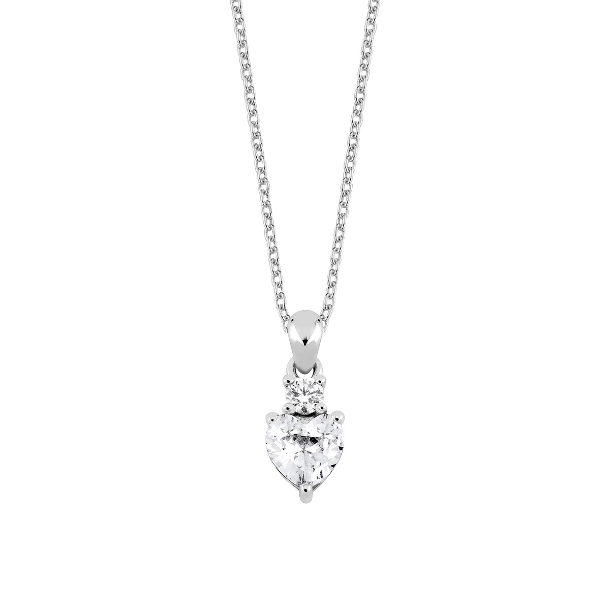 Lykka Hearts silver heart necklace with cubic zirconia 45 cm