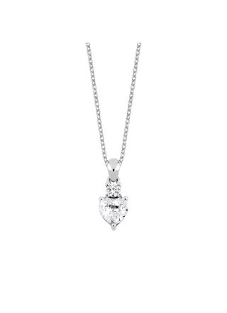 Lykken Hearts silver heart necklace with cubic zirconia 45 cm
