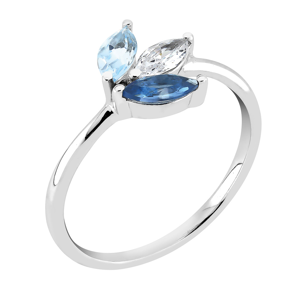 Lykka Casuals silver ring with topaz and cubic zirconia