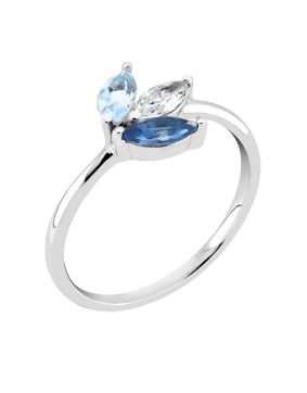 Lykken Casuals silver ring with topaz and cubic zirconia