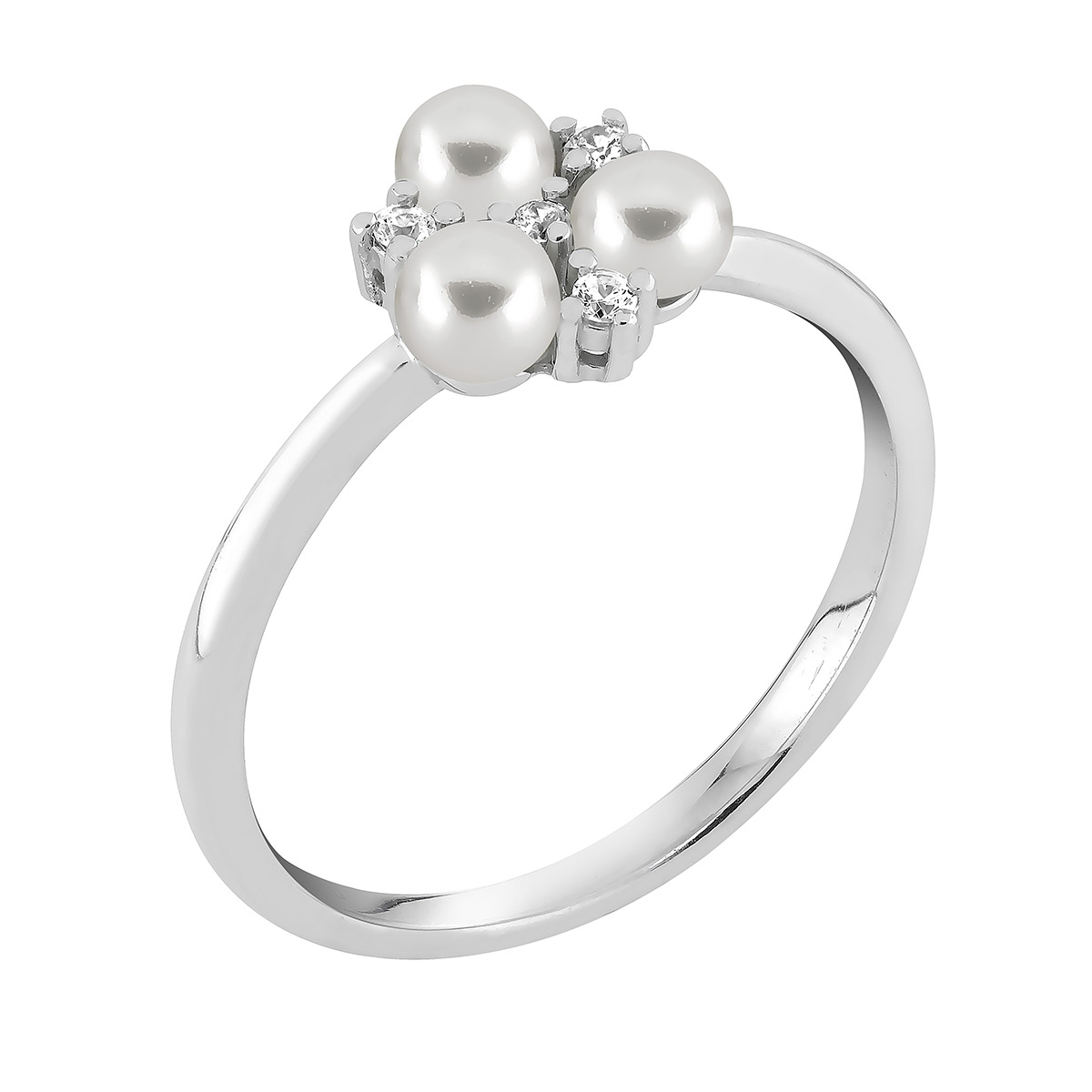 Lykka Pearls silver pearl ring with cubic zirconia