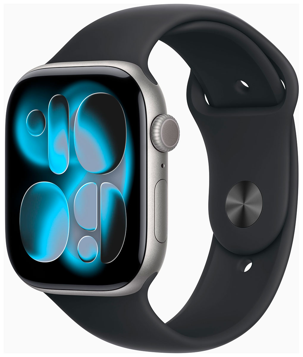 Apple Watch Series 11 GPS + Cellular 46mm Space Grey Aluminium Case with Black Sport Band MFCA4QN/A