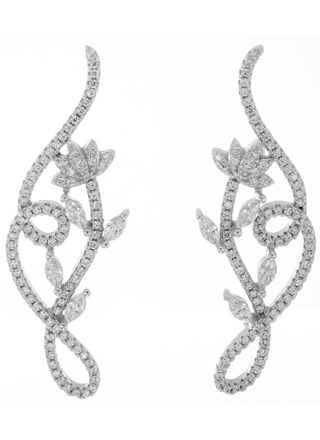 Silver Bar helix earrings flowerbundle pave 42 cm 7324