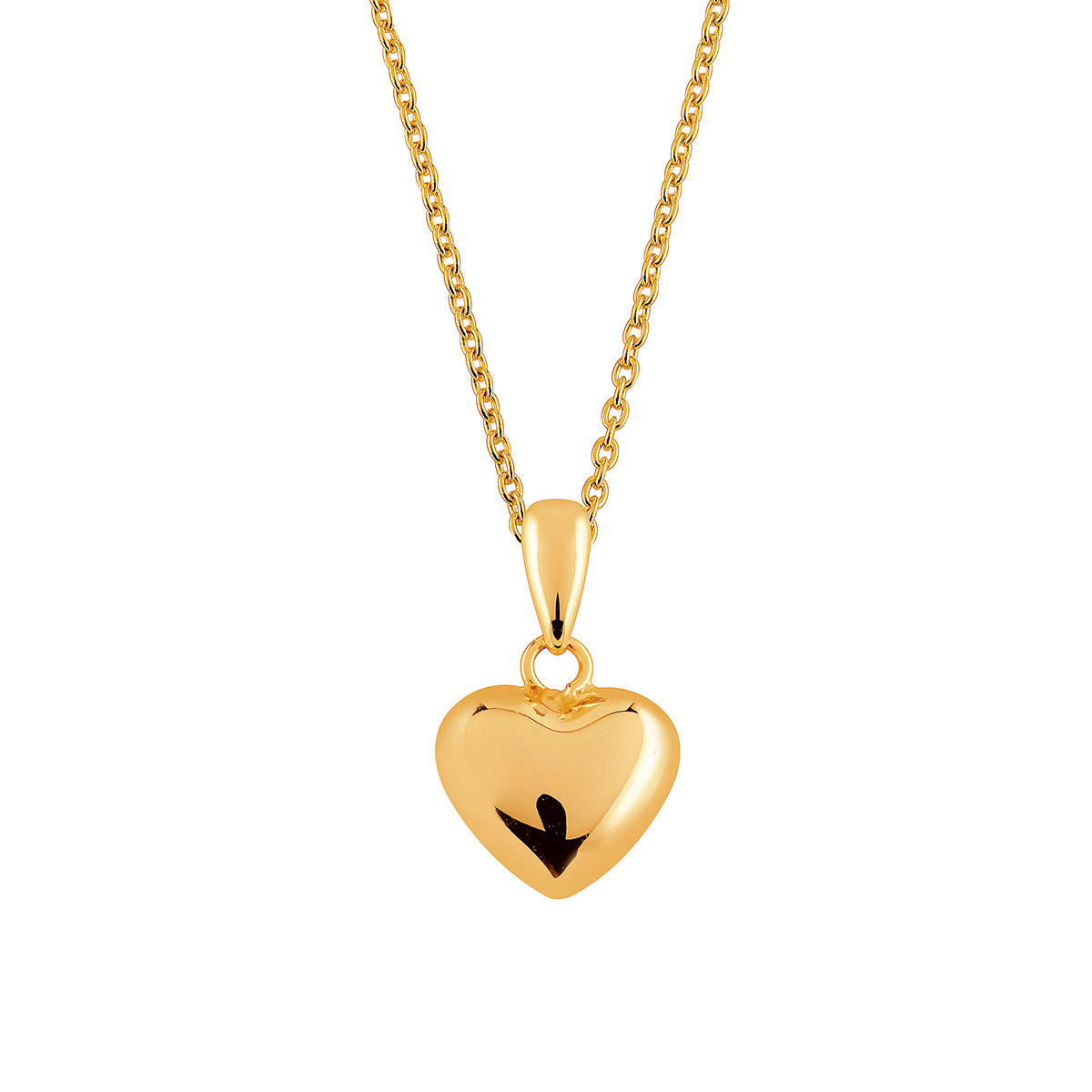 Lykken Hearts gold-plated heart pendant with chain 10 mm