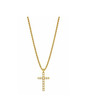 Lykken Crosses gold-plated zirconia cross necklace 15.5 mm