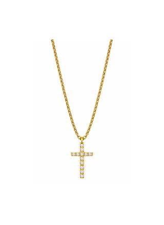 Lykken Crosses gold-plated zirconia cross necklace 15.5 mm