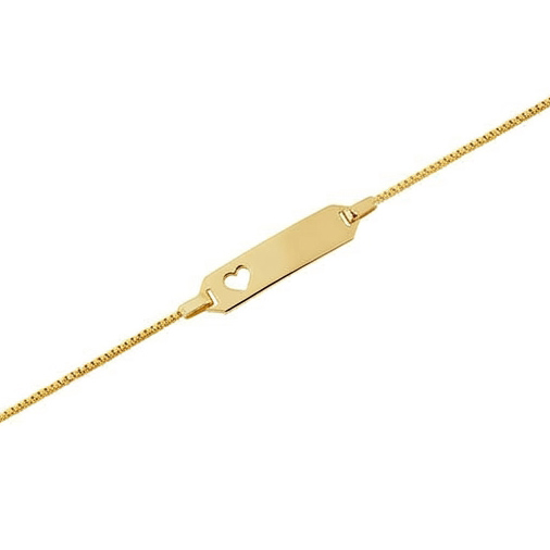 Lykken Basics engravable gold-plated heart silver bracelet for children 14 cm