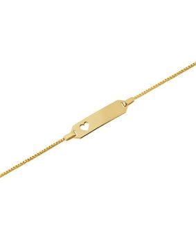Lykken Basics engravable gold-plated heart silver bracelet for children 14 cm
