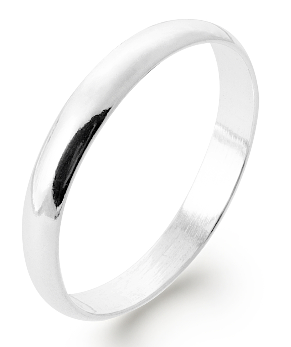 Lykka plain silver d-shape ring 3 mm