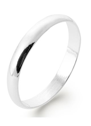 Lykka plain silver d-shape ring 3 mm