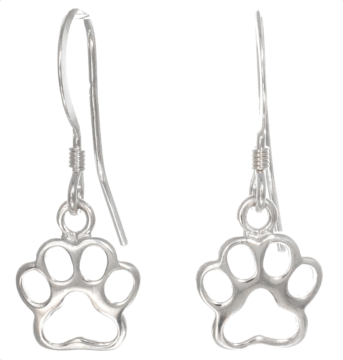Silver Bar paw hanging earrings 26 mm 753
