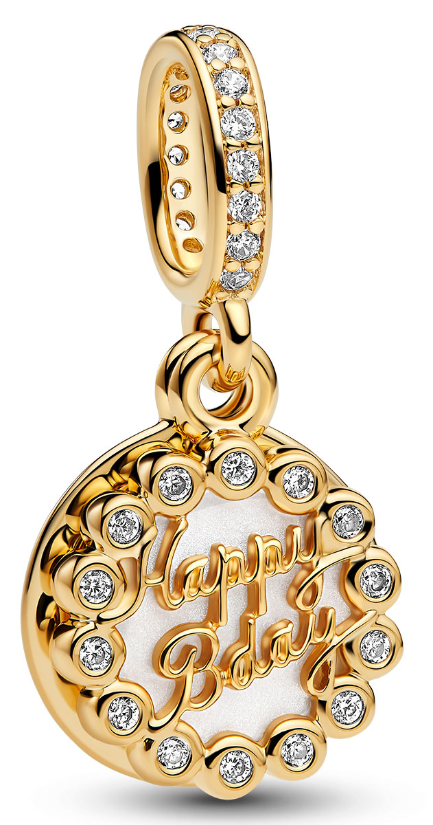 Pandora Moments gold-plated Happy Birthday charm 763787C01