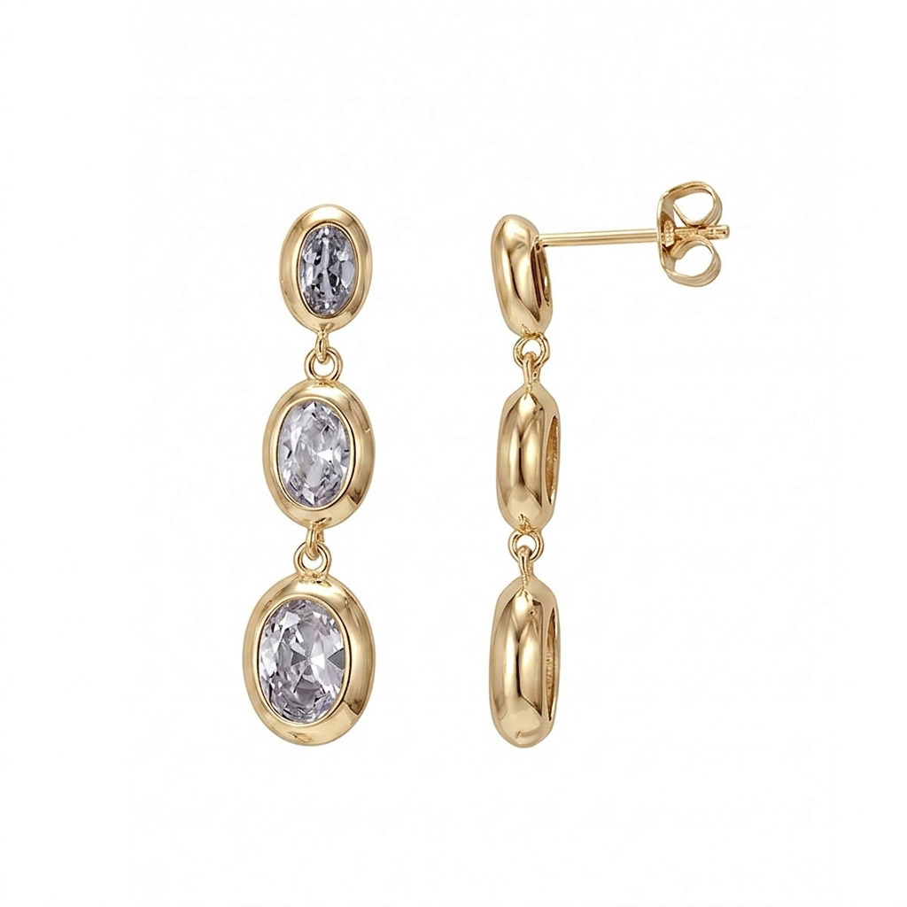 Lykken Casuals gold-plated drop earrings with cubic zirconia