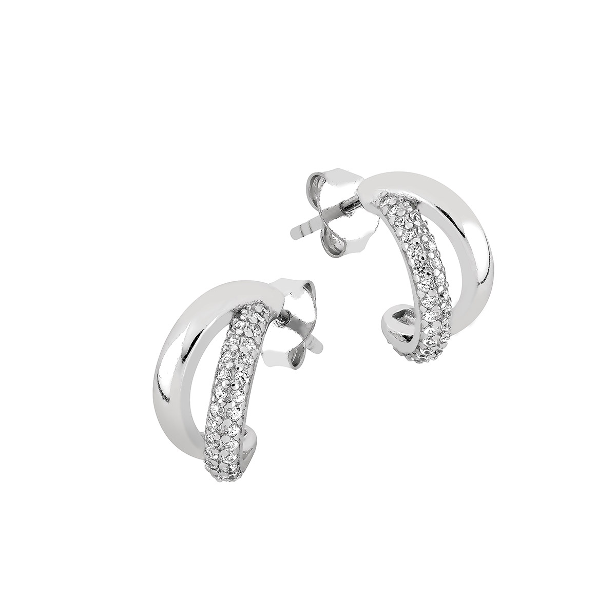 Lykken Casuals silver double hoop earrings