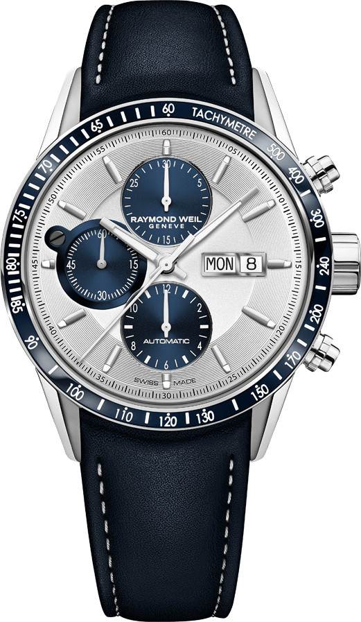 Raymond weil freelancer leather strap on sale